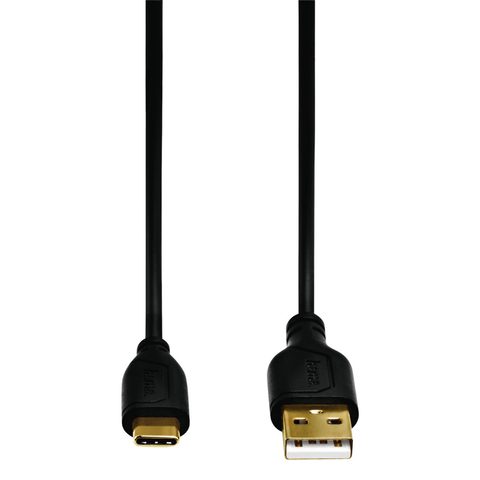 HAMA USB-C KABEL FLEXI-SLIM, TYP A VIDLICE - TYP C VIDLICE, 0,75 M, ČERNÝ