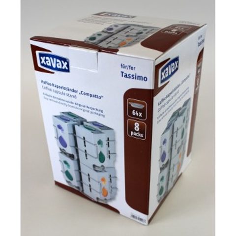 XAVAX DRŽIAK COMPATTO NA 64 KAPSLÍ TASSIMO, STRIEBORNÝ