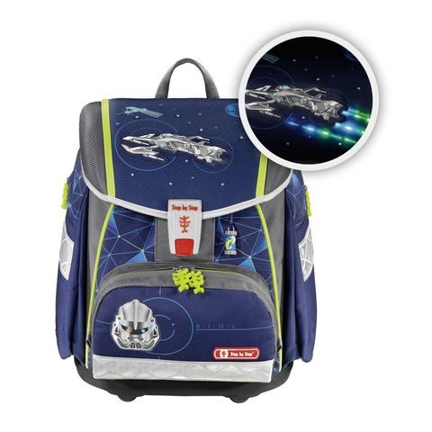 ŠKOLNÍ AKTOVKA - 4-DÍLNÝ SET, STEP BY STEP FLASH BLIKAČKA VESMÍRNÝ PIRÁT, CERTIFIKÁT AGR