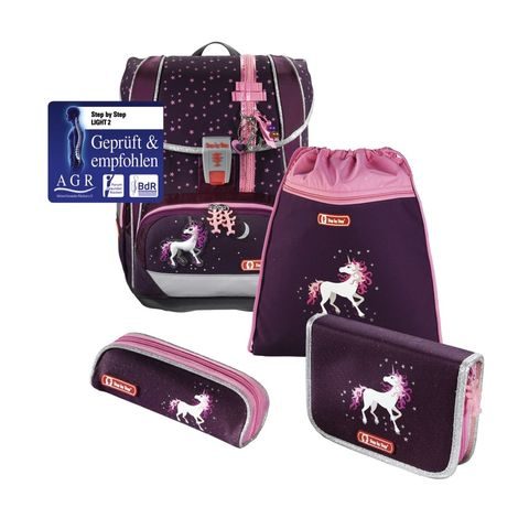 ŠKOLSKÁ AKTOVKA LIGHT 2 PRE PRVÁČIKOV - 4-DIELNY SET, STEP BY STEP JEDNOROŽEC, CERTIFIKÁT AGR