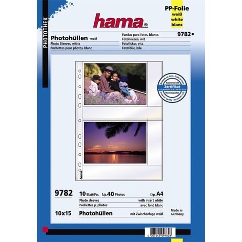 HAMA PHOTO SLEEVES FOR RING-BINDER ALBUMS A4, WHITE, 10 X 15 CM