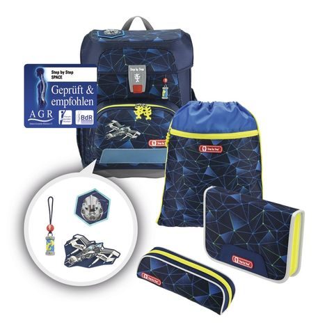 ŠKOLNÍ AKTOVKA CLOUD PRO PRVŇÁČKY - 5-DÍLNÝ SET, STEP BY STEP VESMÍRNÁ LOĎ, CERTIFIKÁT AGR