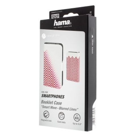 HAMA SMART MOVE-BLURRED LINES, POUZDRO NA MOBIL, XXL (5,2"-5,8"), ČERVENÉ