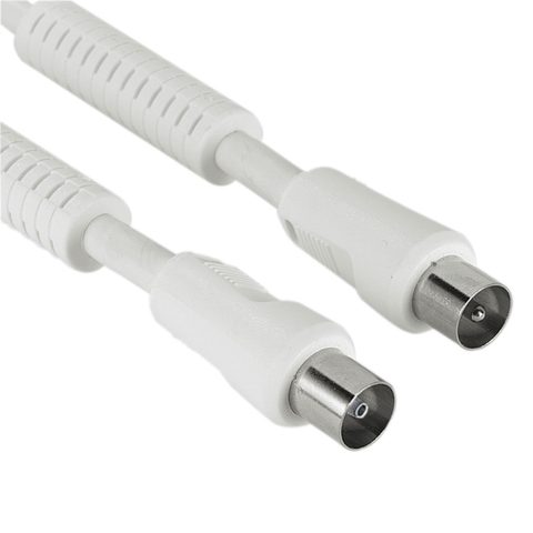 HAMA ANTENNA CABLE WITH FERRITE CORES 90 DB, 20 M, WHITE