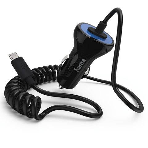CAR CHARGER, MICRO USB, 2.4 A, BLACK