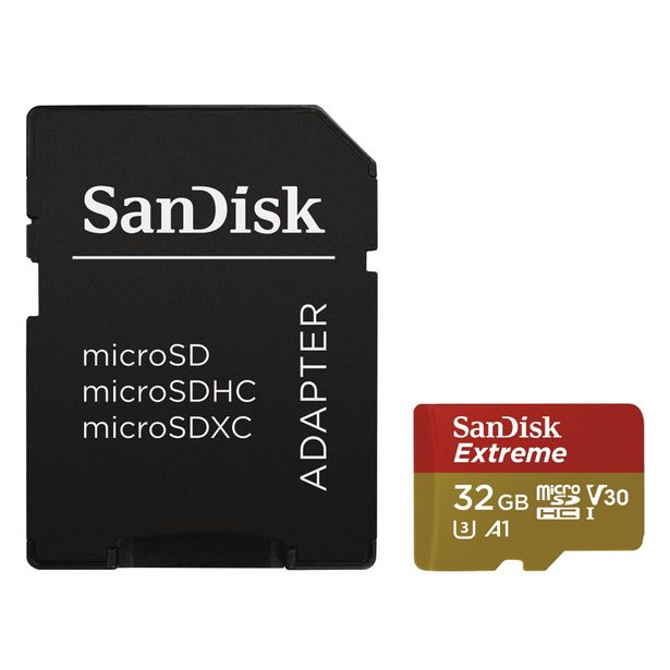 SanDisk Extreme micro SDHC 32 GB 100 MB/s A1 Class 10 UHS-I V30, adapter NÁHRADA ZA 173362