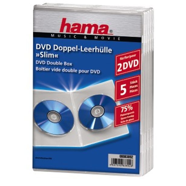 Hama double DVD Jewel Case, Slim 5, transparent