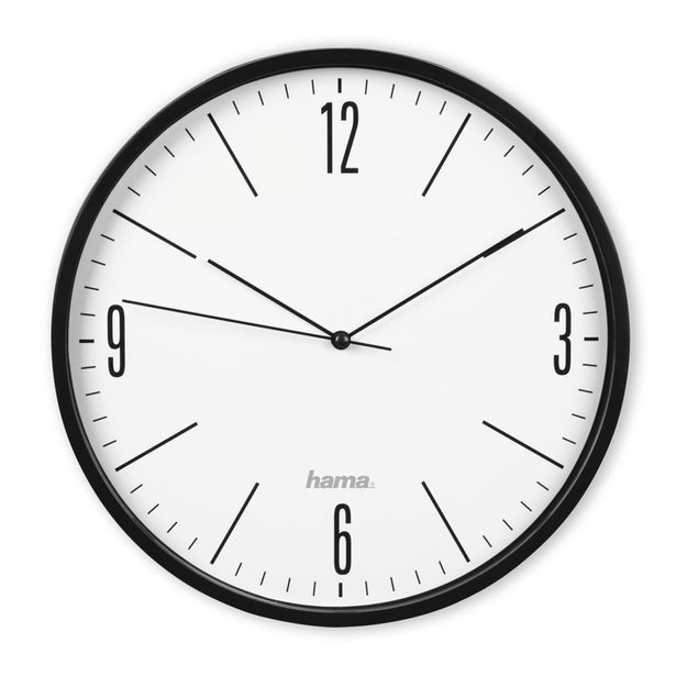 Hama Elegante, nástěnné hodiny, průměr 30 cm, tichý chod, černé