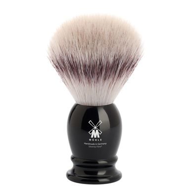 Średni pędzel do golenia Mühle Classic z włosia syntetycznego (Silvertip Fibre®, czarna żywica)