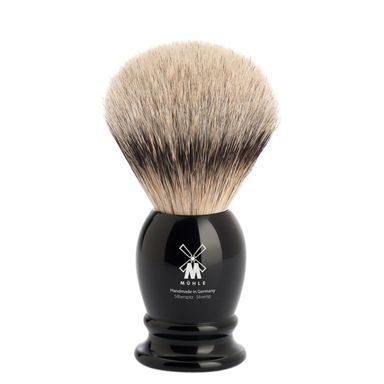 Średni pędzel do golenia Mühle Classic z włosia borsuczego silvertip badger (czarna żywica)