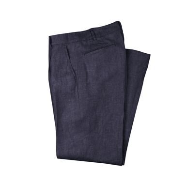 Brooksfield Pleated Linen Trousers — Navy