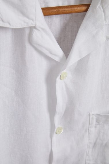 Portuguese Flannel Linen Camp Collar — White