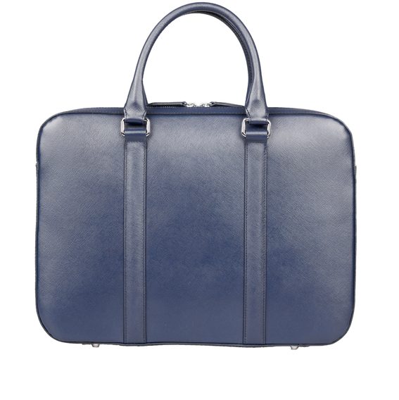 John & Paul Slim Blue Leather Briefcase 2.0