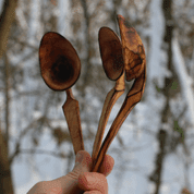 BETULA, VYŘEZÁVANÁ LŽIČKA Z BŘÍZY, OPÁLENÁ - DOBOVÉ STOLOVÁNÍ, LŽIČKY