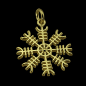 AEGISHJALMUR, ISLANDSKÁ MAGICKÁ RUNA, AMULET, 14K ZLATO - ŠPERKY ZE ZLATA