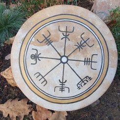 ŠAMANSKÝ BUBEN - Vegvisir, zlatý