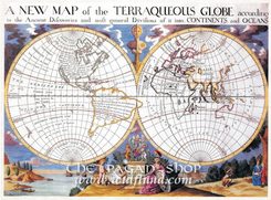 A NEW MAP OF THE TERRAQUEOUS GLOBE, historická mapa, faksimile