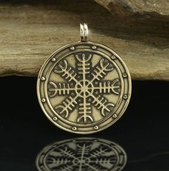 Aegishjalmur, islandská magická runa, medailon, bronz