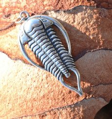 TRILOBIT, amulet, stříbrný přívěšek, Ag 925