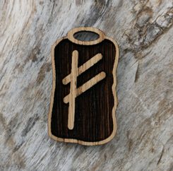 FEHU - runový dřevěný amulet
