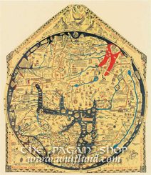 Hereford Mappa Mundi cca 1280, historická mapa, faksimile