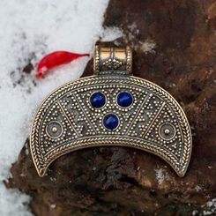Slovanský Pohanský Šperk - lunice, bronz, lapis lazuli