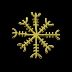 AEGISHJALMUR, islandská magická runa, amulet, 14k zlato