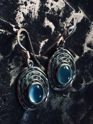 AQUARIUS, náušnice, stříbro 925 - modrý chalcedon
