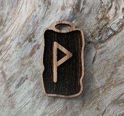 WUNJO - dřevěný amulet - runa