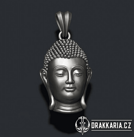 BUDDHA, HLAVA, PŘÍVĚSEK, STŘÍBRO 925