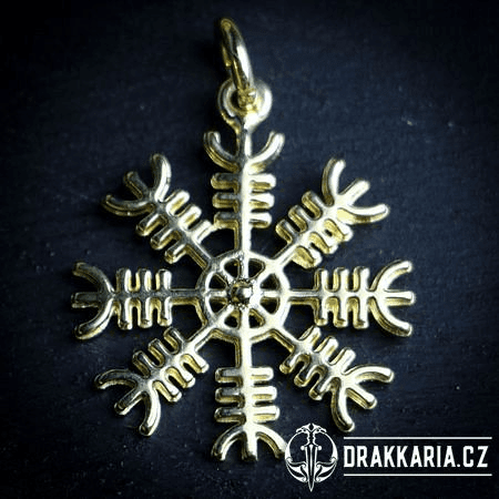 AEGISHJALMUR, ISLANDSKÁ MAGICKÁ RUNA, AMULET, POZLACENO