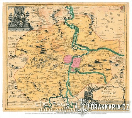 HISTORICKÁ MAPA, PRAHA, 1757, MATTHIAS SEUTTER, FAKSIMILE