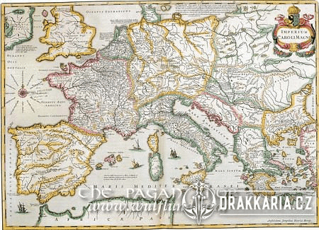 IMPERIUM CAROLI MAGNI, 1639, HISTORICKÁ MAPA, FAKSIMILE