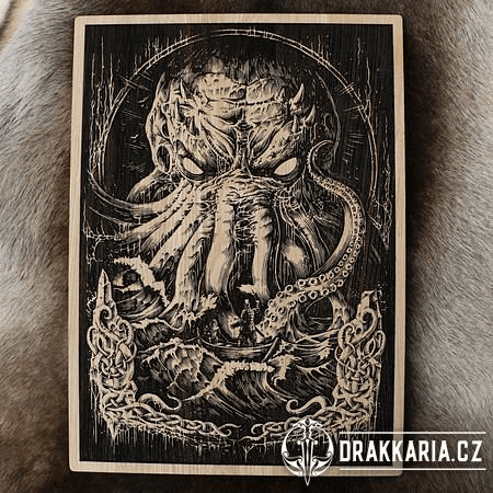 CTHULHU NÁSTĚNNÁ DEKORACE, DŘEVO 32X46CM