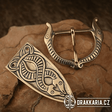 SLEIPNIR, SPONA A NÁKONČÍ NA OPASEK - VIKING, BRONZ