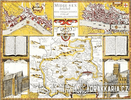 LONDON A WESTMINISTER 1610, HISTORICKÁ MAPA, FAKSIMILE