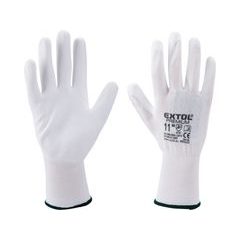 EXTOL PREMIUM rukavice z polyesteru polomáčené v PU, bílé, velikost 9", 8856631