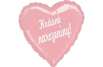 Balónek fóliový světle růžové srdíčko Krásné narozeniny !