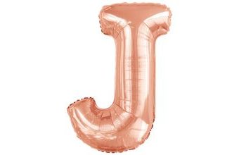 Písmeno J růžovo-zlaté foliový balónek 86 cm Amscan