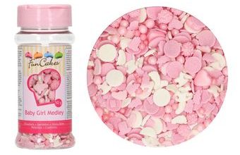 Růžové a bílé cukrové zdobení Baby Girl 50 g