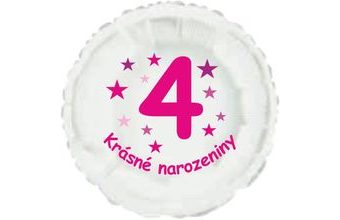 Krásné 4. narozeniny fóliový balónek kruh pro holky