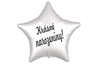 Balónek fóliový bílá hvězda Krásné narozeniny!