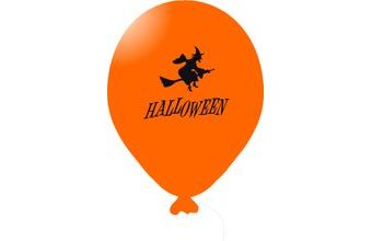 Čarodějnice na koštěti balónek oranžový