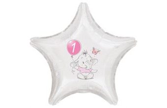 1. narozeniny růžový slon hvězda foliový balónek