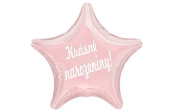 Fóliový balónek hvězda světle růžová Krásné narozeniny!