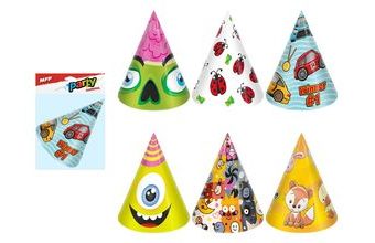 Klobouček karnevalový papírový mix č. 4 6 ks 16 cm