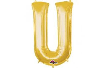 Písmena U zlaté foliové balónky 33 cm x 20 cm