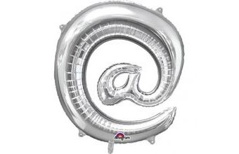 Symbol @ stříbrné foliové balónky 33 cm x 35 cm