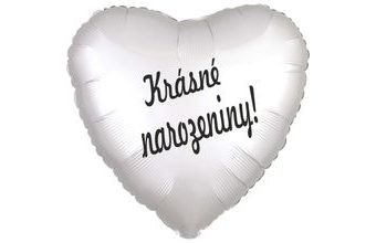 Balónek fóliový bílé srdíčko Krásné narozeniny!