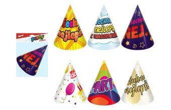 Klobouček karnevalový papírový mix č. 6 6 ks 16 cm